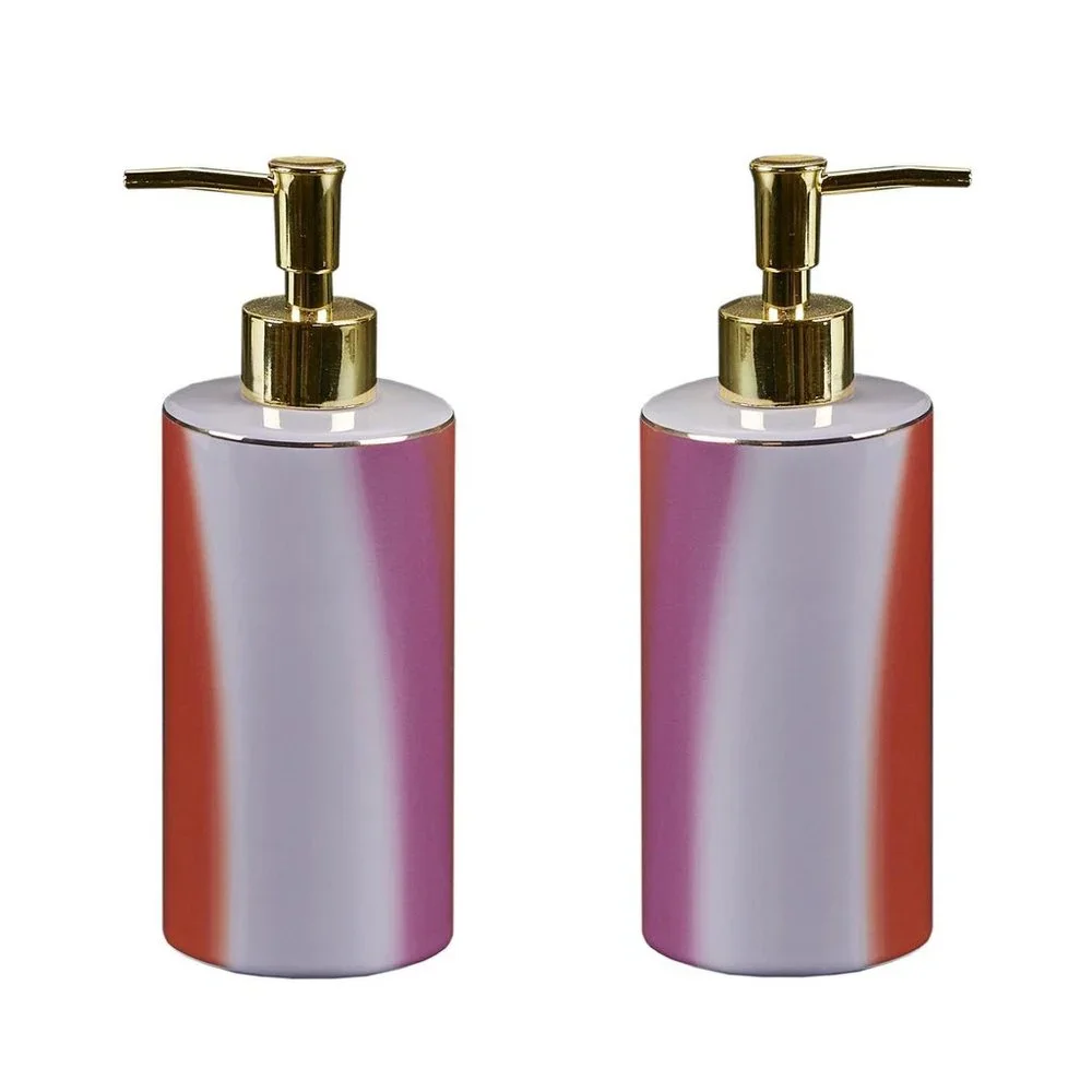 2 CERAMIC Wild Sage™ Tiger Wash Stripe Bathroom LOTION / Soap DISPENSERs
